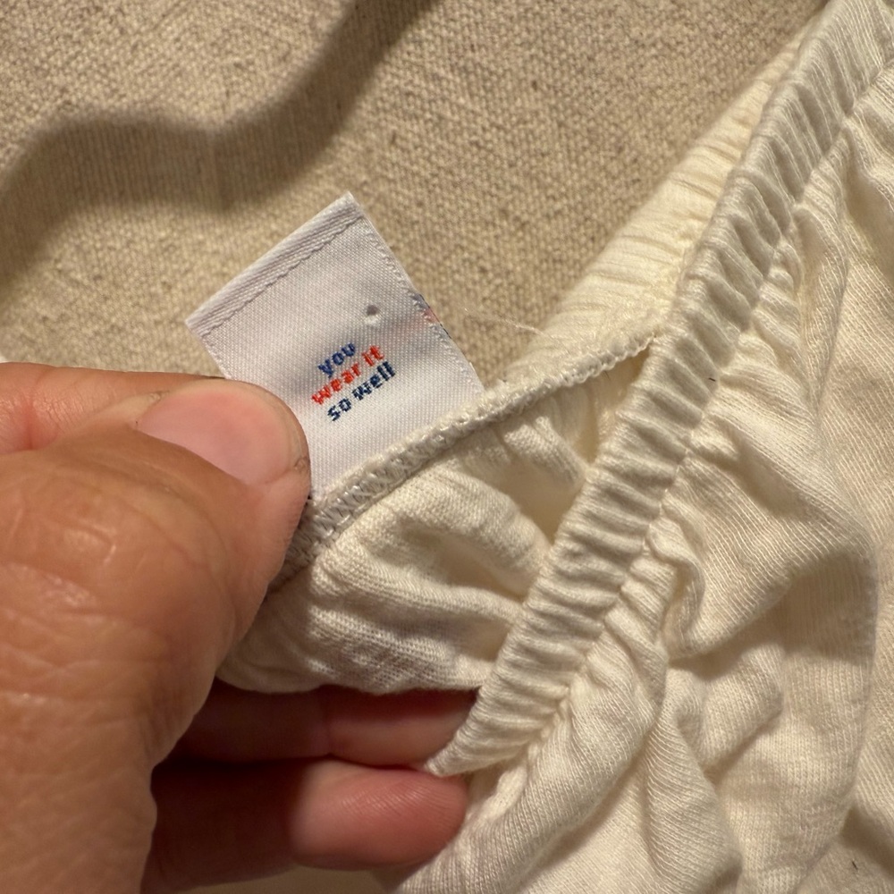 Women’s 100% Cotton Old Navy Square Neck Puff Sleeve Top - White and Light Blue - Picture 5 of 7